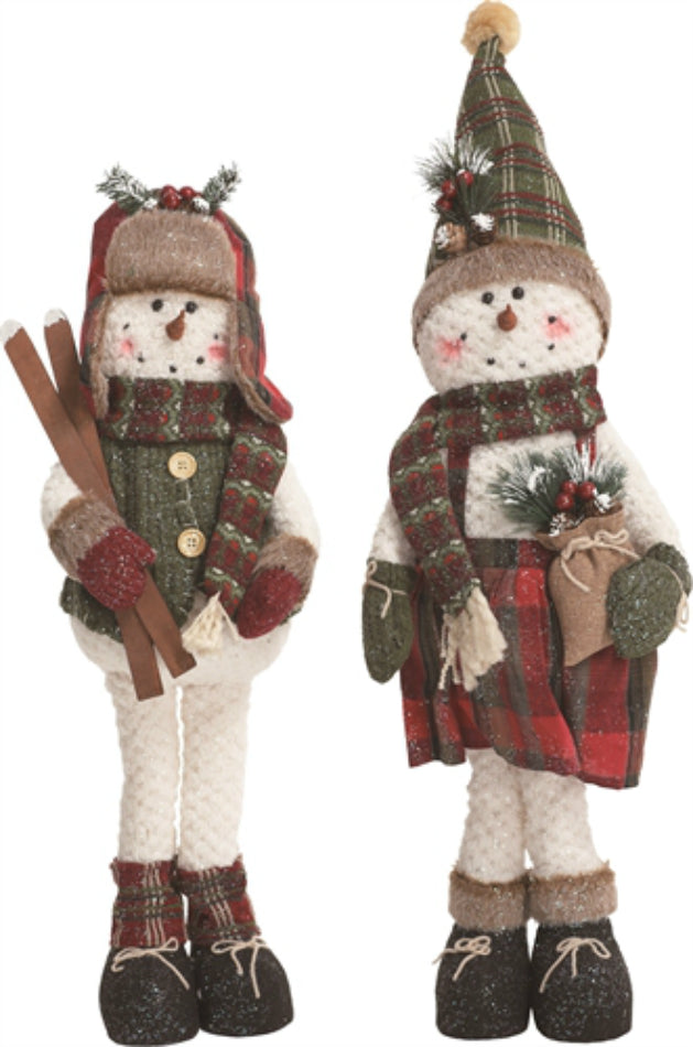 Transpac X9392 Plaid Plush Standing Snowman, Assorted Styles, 28"