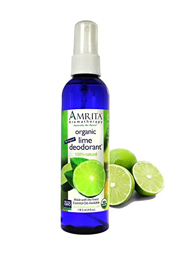 Organic Lime Deodorant Spray, Paraben-Free Body Odor Eliminator, Essential Oil Blend, 4 oz.