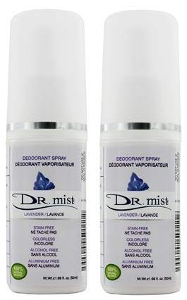 Dr. Mist Deodorant Spray, Lavender (Pack of 2) with Essential Oils 1.69 Oz.