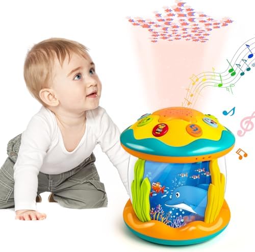 MFEESYOB Baby Toys 6 to 12 Months - Musical Learning Infant Toys, Ocean Rotating Projector Light Up Toys for Toddlers 6+ Months, 1 2 3+ Years Old, Boys Girls Baby Toy for Climbing, Walking