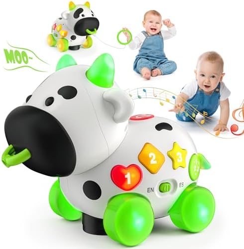 INNOSKY Bilingual Musical Cow Baby Toys 6 to 12-18 Months, Infant Toys 6-9-12 Months Developmental, Baby Crawling & Walking Learning Toy for 1+ Year Old Boy Girl Toddler Toys Age 1-2