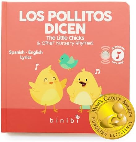 Binibi Spanish Musical Book for Babies & Toddlers 1-3 Los Pollitos Dicen & Other Nursery Rhymes | Spanish Learning for Kids | Bilingual Children's Book | Sound Book | Libro en español para bebés