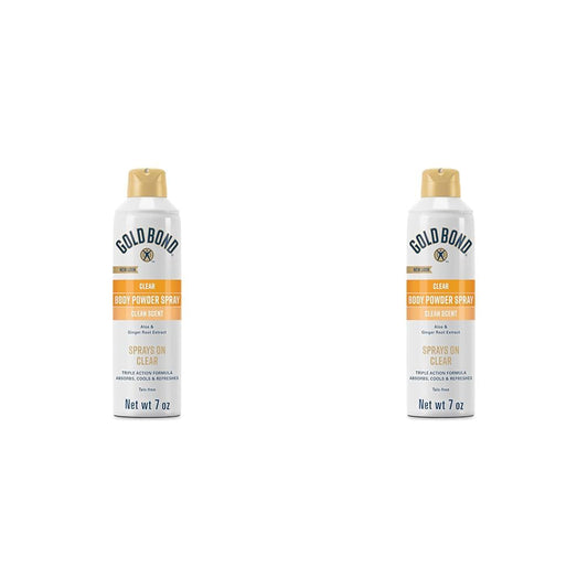 Gold Bond No Mess Clear Invisible Body Powder Spray, 7 oz., Absorbs Odor-Causing Sweat (Pack of 2)