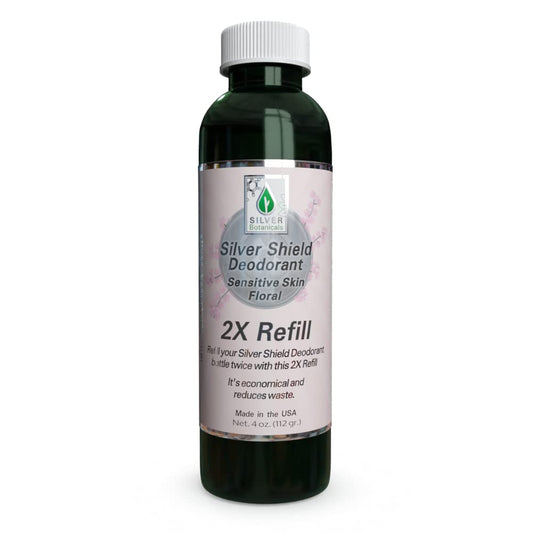 Silver Shield Deodorant - Sensitive Skin Formula - Floral Scent | All Natural Colloidal Silver Deodorant (2X Refill, 4 oz.)