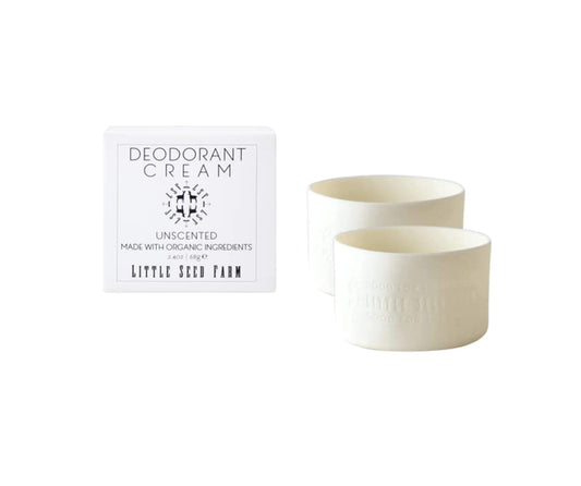Little Seed Farm All Natural Deodorant Cream, Aluminum Free Deodorant for Women or Men, 2.4 Ounce - Unscented + Black Jar Sleeves