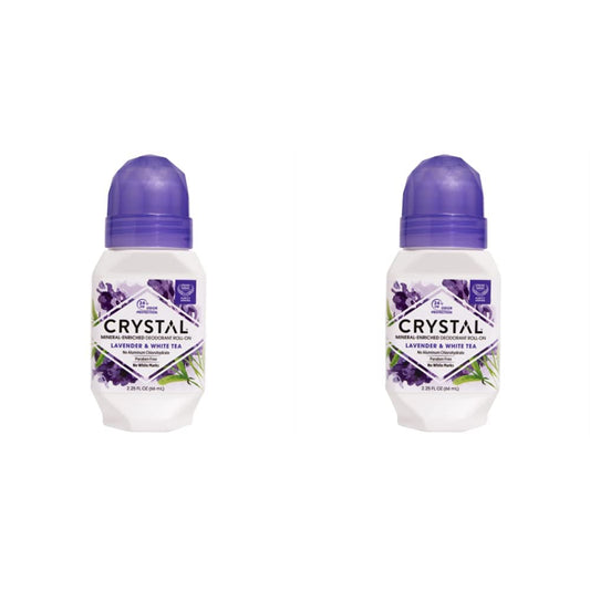 Crystal Mineral Deodorant Roll-On, Lavender & White Tea, Purple, 2.25 Fl Oz (Pack of 2)