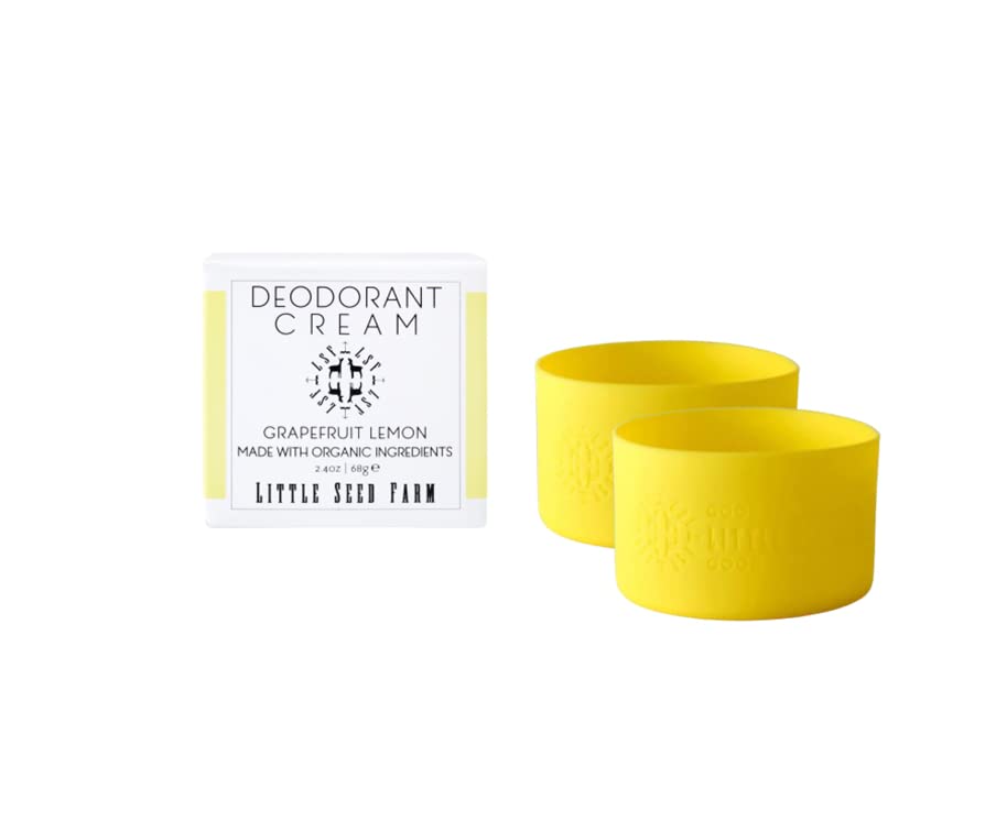 Little Seed Farm All Natural Deodorant Cream, Aluminum Free Deodorant for Women or Men, 2.4 Ounce - Grapefruit Lemon + Bright Yellow Sleeves