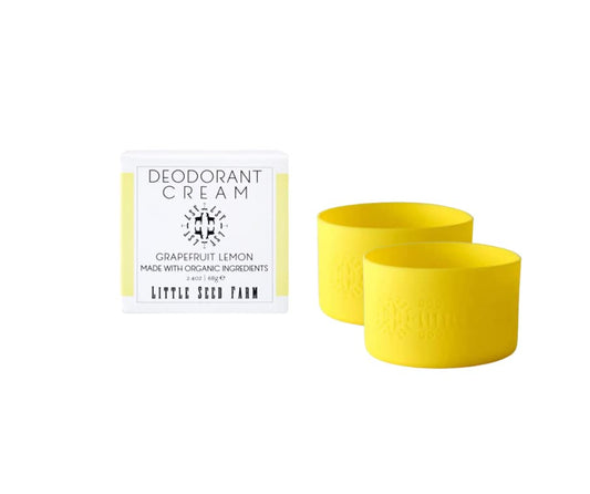 Little Seed Farm All Natural Deodorant Cream, Aluminum Free Deodorant for Women or Men, 2.4 Ounce - Grapefruit Lemon + Bright Yellow Sleeves