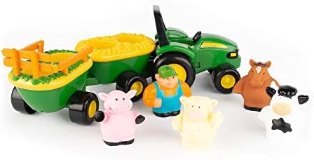 John Deere Toddler Toy Tractor With Farmer Figure and Farm Animals - Musical Hayride Sounds