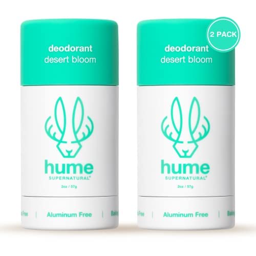 Hume Supernatural Roll On Aluminum Free Deodorant for Women & Men - Safe for Sensitive Skin - Probiotic and Plant-Based - Long-Lasting Moisture Absorbing - Clean and Effective - Desert Bloom - 2-Pack