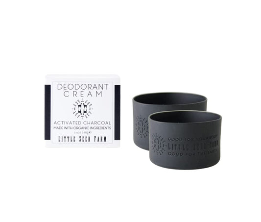 Little Seed Farm All Natural Deodorant Cream, Aluminum Free Deodorant for Women or Men, 2.4 Ounce - Activated Charcoal + Black Jar Sleeves