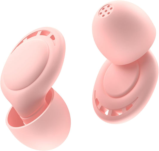 Ear Plugs for Sleeping Noise Reduction, Beinkap Reusable Earplugs Hearing Protection for Focus, Study, Work – 6 Pair Eartips in S/M/L – Flexible Silicone Soft – 35dB Noise Cancelling - Pink