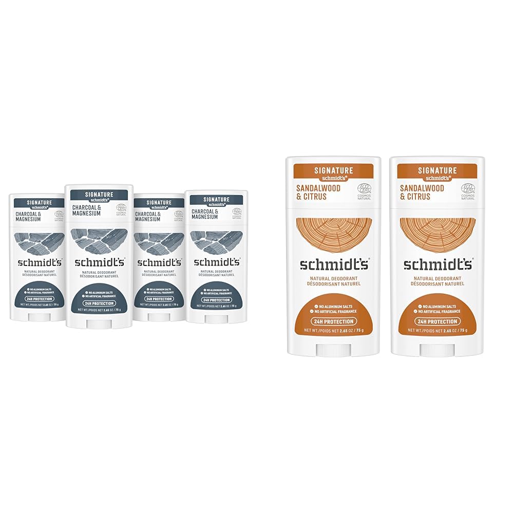 Schmidt's Aluminum Free Natural Deodorant for Women and Men & Aluminum Free Natural Deodorant for Women and Men, Sandalwood and Citrus with 24 Hour Odor Protection