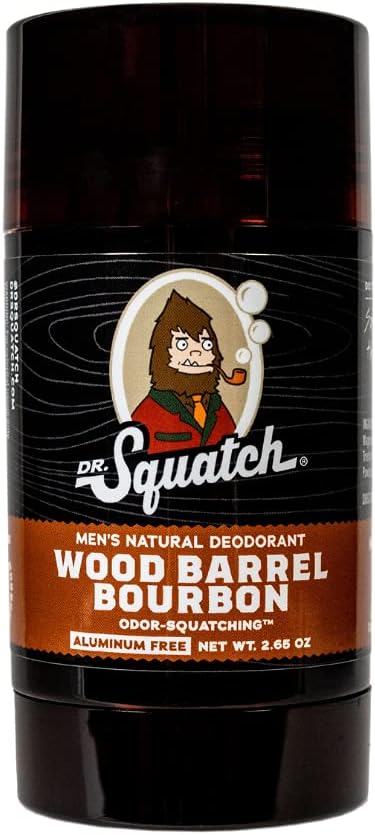 Dr. Squatch Natural Deodorant for Men – Odor-Squatching Men's Deodorant Aluminum Free - Wood Barrel Bourbon 2.65 oz (1 Pack)