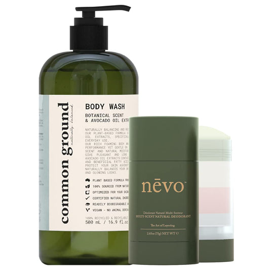 Body Wash & Multi Scent Deodorant Cream Stick With Layers Bundle (2 Items), Aluminum Free, Paraben Free & Cruelty Free, Organic, Vegan, Plant-Based, For Men & Women