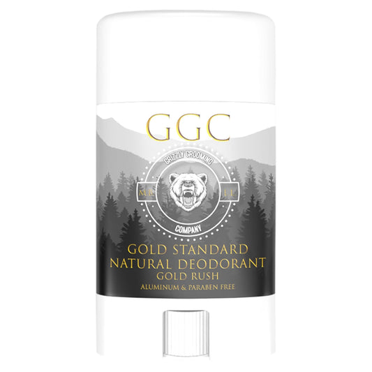 Grizzly Grooming Co. Gold Standard Natural Deodorant for Men, Aluminum Free, Long-Lasting Protection with Organic Shea Butter and Coconut Oil, Signature Gold Rush Scent