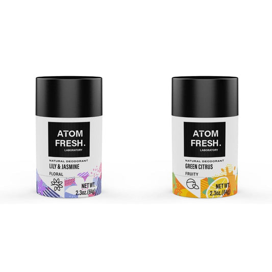 Atom Fresh Lab Natural Deodorant Bundle Set 2PCS (Lily & Jasmine, Green Citrus)