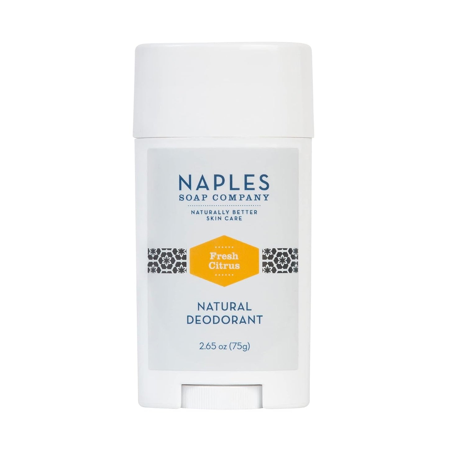 Naples Soap Company Natural Deodorant for Women and Men – Long-Lasting, Stain-Free Formula Prevents Odor-Causing Bacteria – Aluminum, Baking Soda, Talc-Free, Safe for Sensitive Skin, Fresh Citrus, 2.65oz