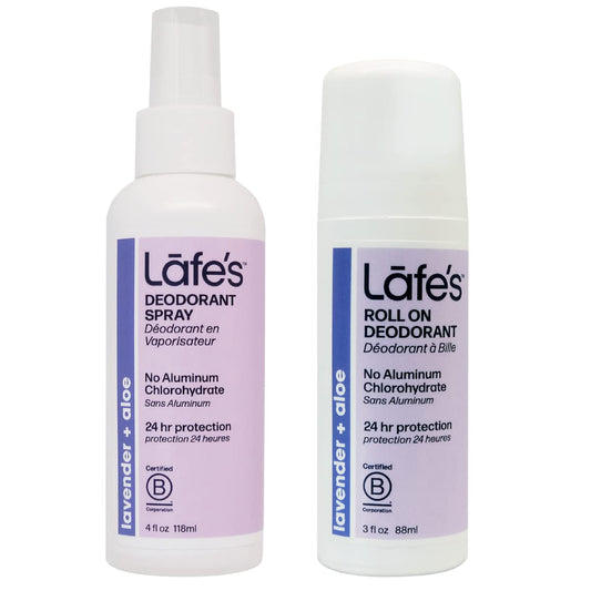 Lafe's Natural Deodorant | 3oz Roll On & 4oz Spray Aluminum Free Natural Deodorant | Lavender & Aloe | 2 Pack