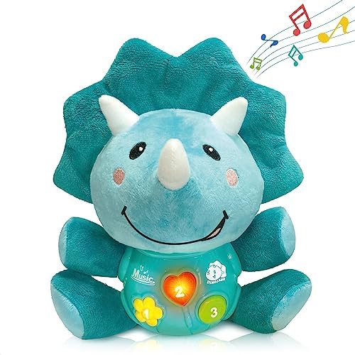 iPlay, iLearn Baby Dinosaur Musical Toys, Newborn Boys Soft Plush Stuffed Animal, Infant Light Music Tummy Time, 1st Birthday Valentine's Gift Easter Basket Stuff 0 1 2 3 6 9 12 18 Month Toddler Girl