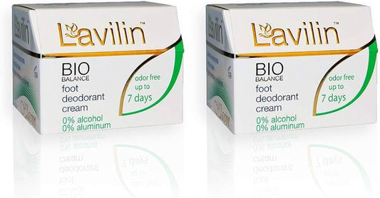 Lavilin Bio Balance Foot Deodorant Cream - Up to 7 DAYS Long-Lasting Foot Odor Control - Aluminum Free, Alcohol Free and Paraben Free (2 Pack)