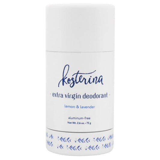 Kosterina - Extra Virgin Deodorant, Aluminum-Free, Made with Organic Coconut Oil and 100% Early-Harvested EVOO, Helps Protect Against Odor, Easy-Glide Texture, Hydrating Formula (2.6 oz)