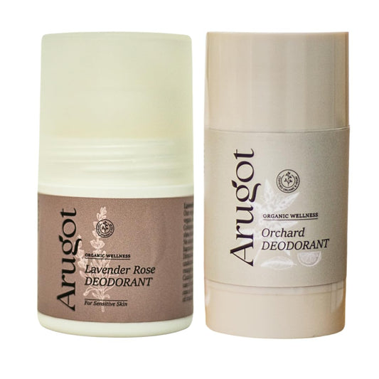 Organic Deodorant Bundle - Lavender Rose and Orchard Lemon - No Stain, Aluminum Free, Zero Waste, Cruelty and Plastic Free, 2 Items