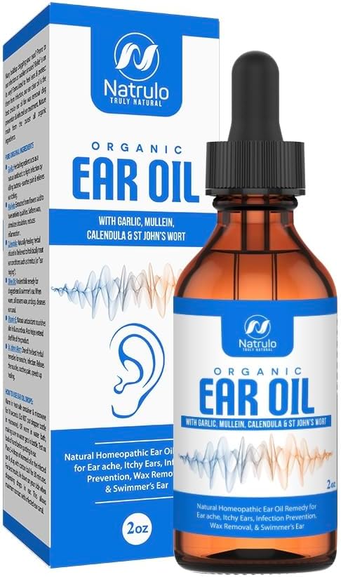 Organic Ear Oil for Ear Infection - Natural Eardrops for Earache Prevention, Swimmer's Ear & Wax Removal - Kids, Adults, Baby, & Dog Earache Remedy - with Mullein, Garlic, Calendula Made in USA (2 Oz)