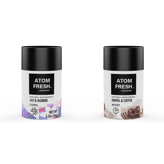 Atom Fresh Lab Natural Deodorant Bundle Set 2PCS (Lily & Jasmine, Santal Coffee)