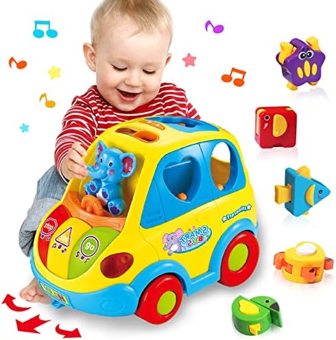 DUMMA Baby Toys 12-18 Months Musical Bus Toys for 1 2 3 4+Year Old Boys Girls Birthday Gifts,Early Education Learning Toy with Fruit/Music/Lighting/Smart Shapes for 18-24 Months