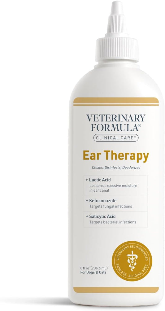Veterinary Formula Clinical Care Ear Therapy, 8 oz. – Cat and Dog Ear Cleaner – Helps Soothe Itchiness and Clean The Ear Canal of Debris and Buildup