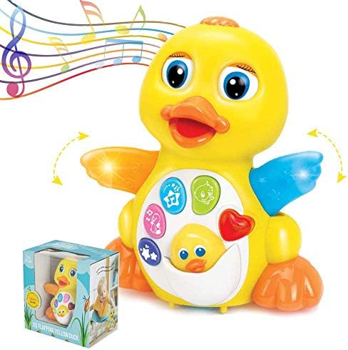 Duck Toy for 1 Year Old Girl Baby - Walking & Dancing Yellow Duck Interactive Action Learning Educational Flapping Light up Dancing Duck with Music, Light Up & Dancing Modes, 6 Singing Musical Songs