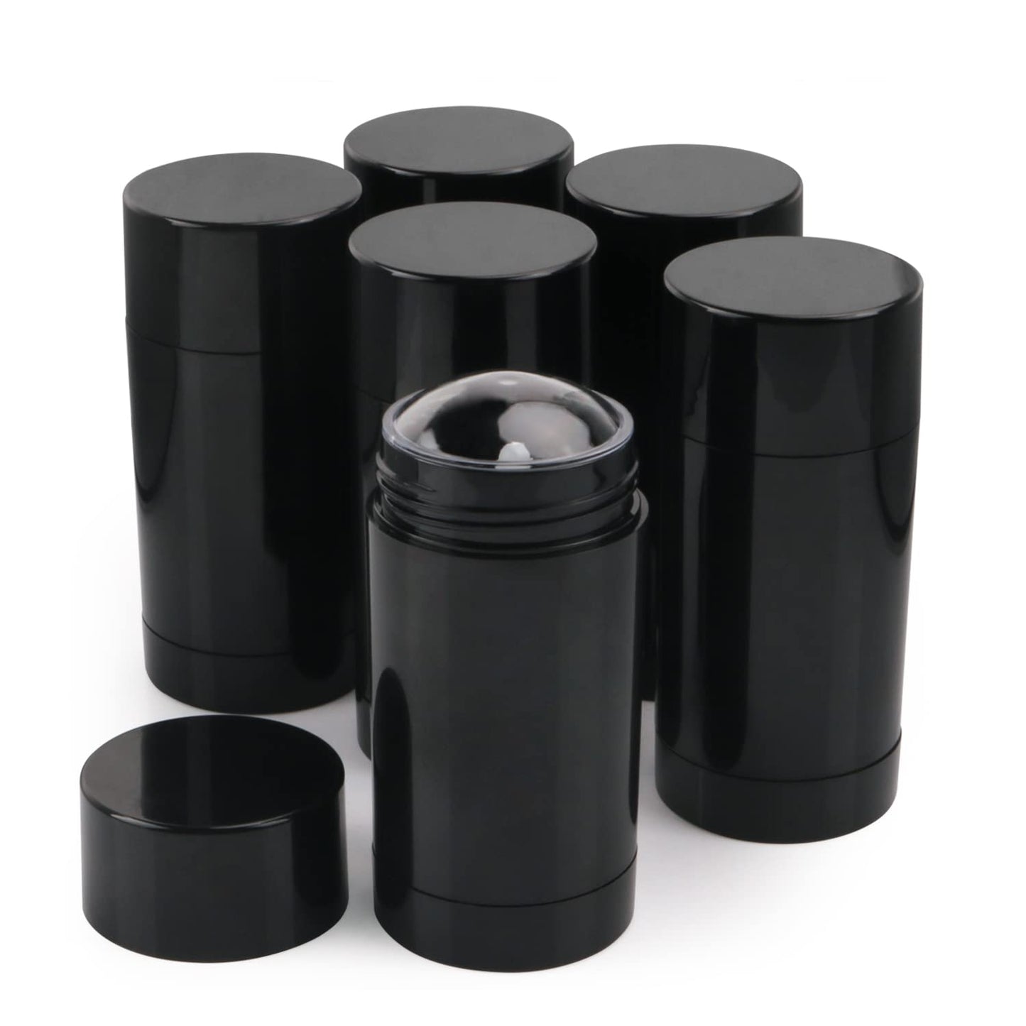 6 Pcs 30g/1oz Black Deodorant Containers Bottom Filling Deodorant Bottle Twist Up Deodorant Tubes For Homemade Deodorant Lip Balm