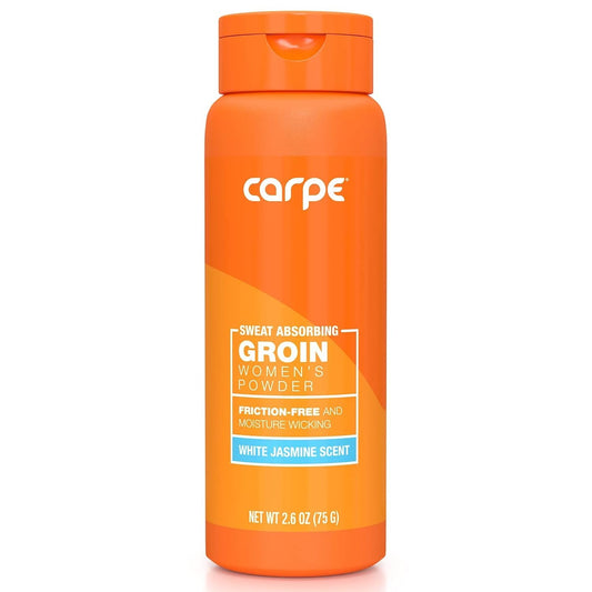 Carpe No-Sweat Groin Powder (For Women) - Designed for Maximum Sweat Absorption - Mess and Friction Free, Stop Chafing - Talc Free Powder Women’s Groin Powder