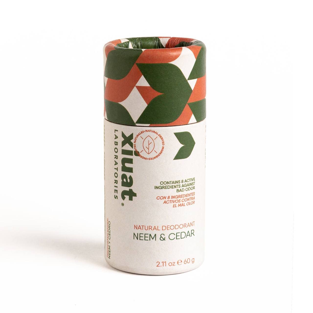 XIUAT Laboratories Natural Deodorant for Men - Neem and Cedar Stick, Organic Ingredients, 60g - Free of Parabens/Alcohol/Baking Soda, Allows Perspiration, Controls Odor