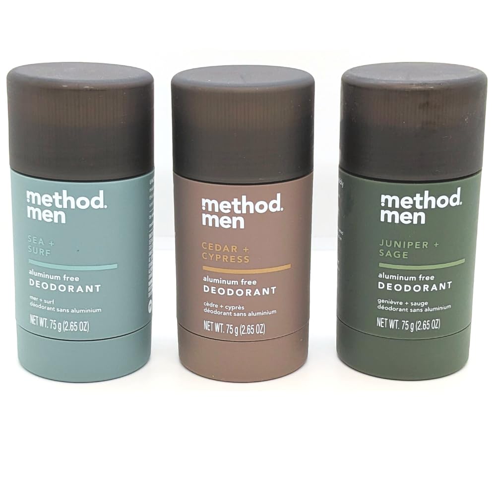 Method Men Aluminum Free Deodorant Variety Pack (sea And Surf, Juniper And Sage, Cedar And Cypress Scents)