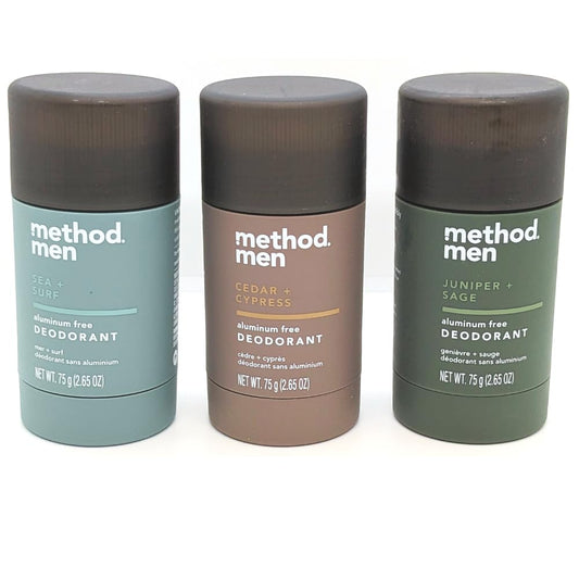 Method Men Aluminum Free Deodorant Variety Pack (sea And Surf, Juniper And Sage, Cedar And Cypress Scents)