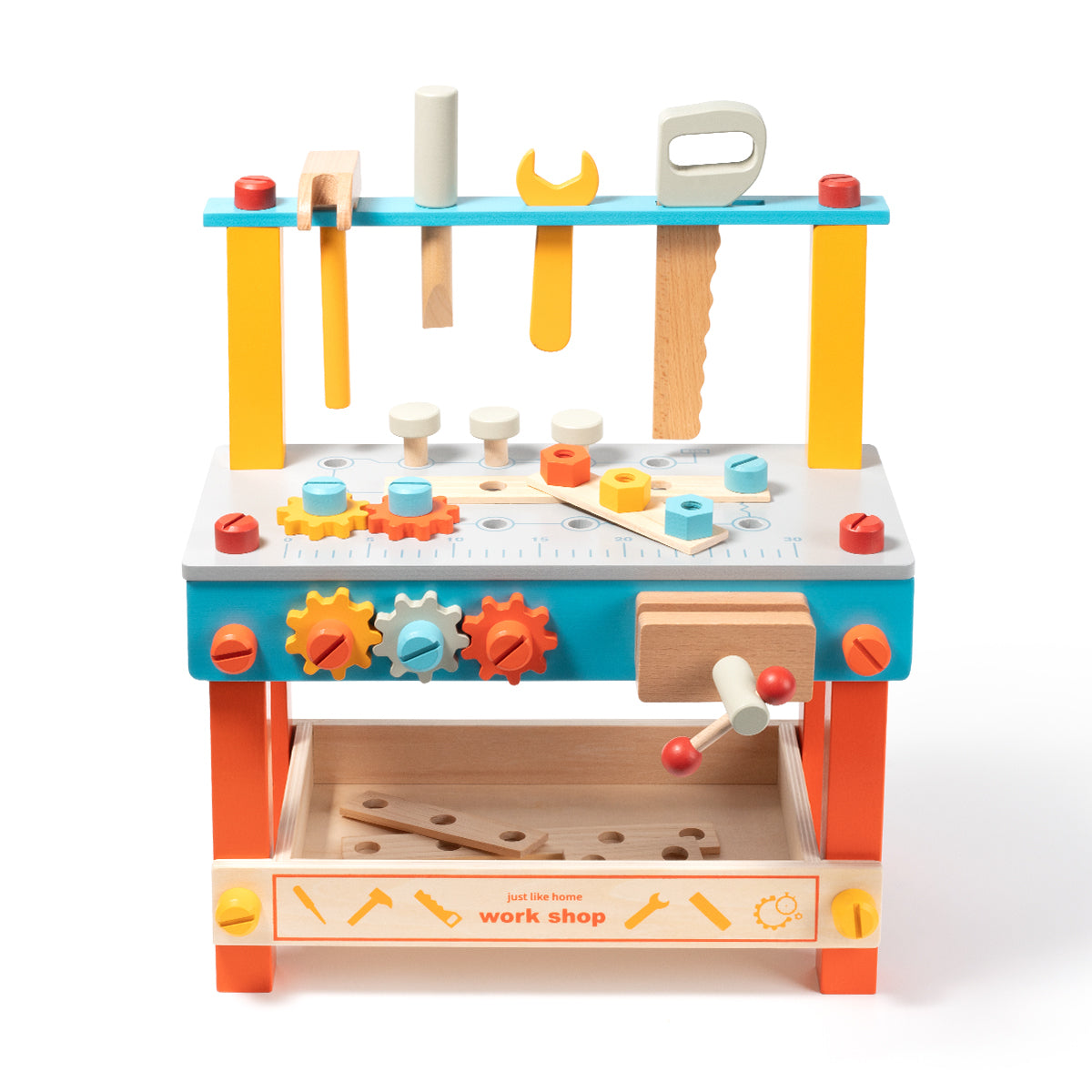 Wooden Play Tool Workbench Set for Kids Toddlers Solid Sturdy