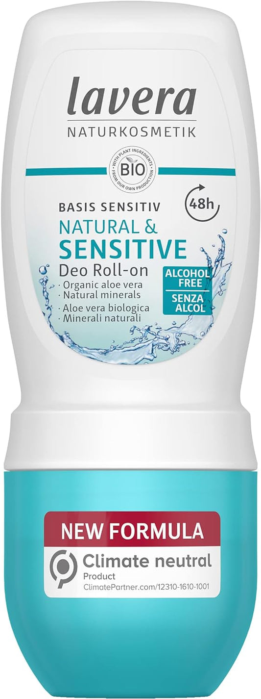lavera Deo Roll-On basis sensitiv Natural & Sensitive NATURAL & SENSITIVE 48 h - vegan - natural cosmetics - organic aloe vera & natural minerals - without aluminum - 48 hours protection - 50 ml