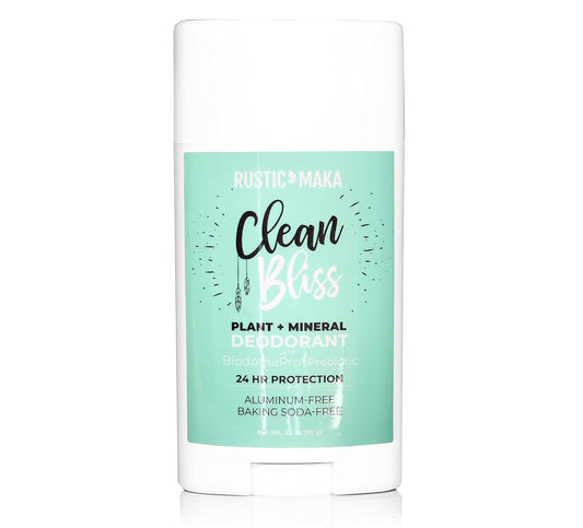 Rustic MAKA Natural Deodorant for Women and Men, Clean Bliss, Prebiotic, Cruelty-Free, Free of Aluminum and Parabens, Continuous Odor Control