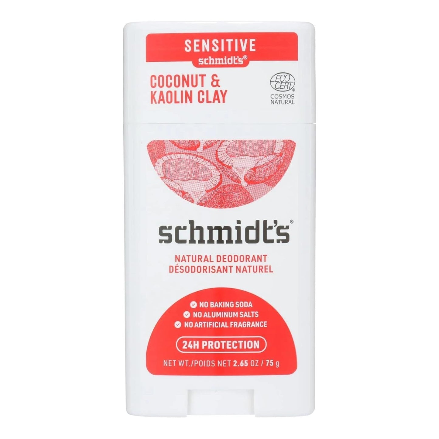 SCHMIDTS DEODORANT Coconut & Kaolin Clay Sensitive Deodorant, 2.65 OZ