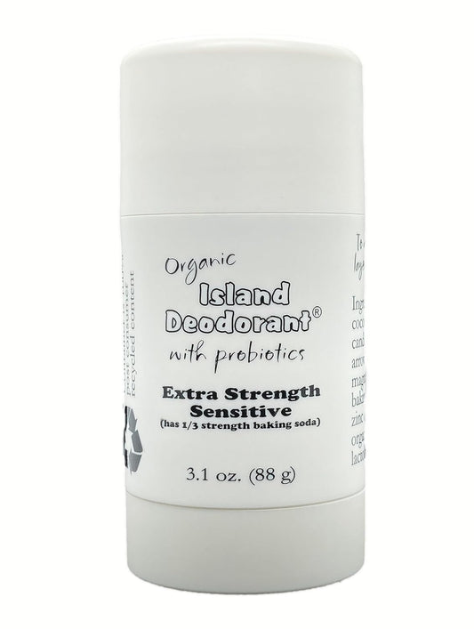 Organic Island Deodorant Extra Strength Sensitive (with 1/3 the Baking Soda Deodorant) with Probiotics (3.1 oz stick) (1 stick)