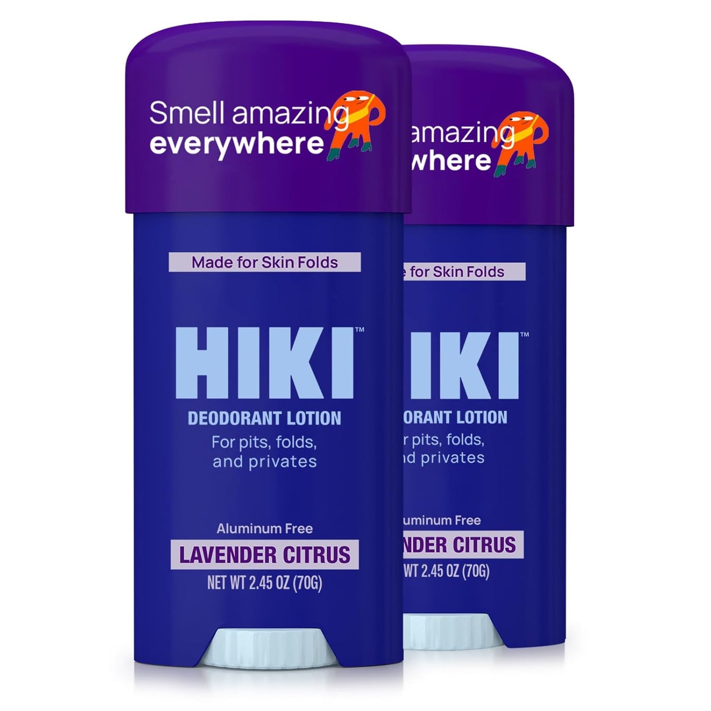 HIKI Whole Body Deodorant Cream for Underarms, Skin Folds + Private Parts Deodorant. Aluminum-Free, Talc Free, & Designed For Sensitive Skin -NEW FORMULA- (Lavender Citrus - 2 Pack)
