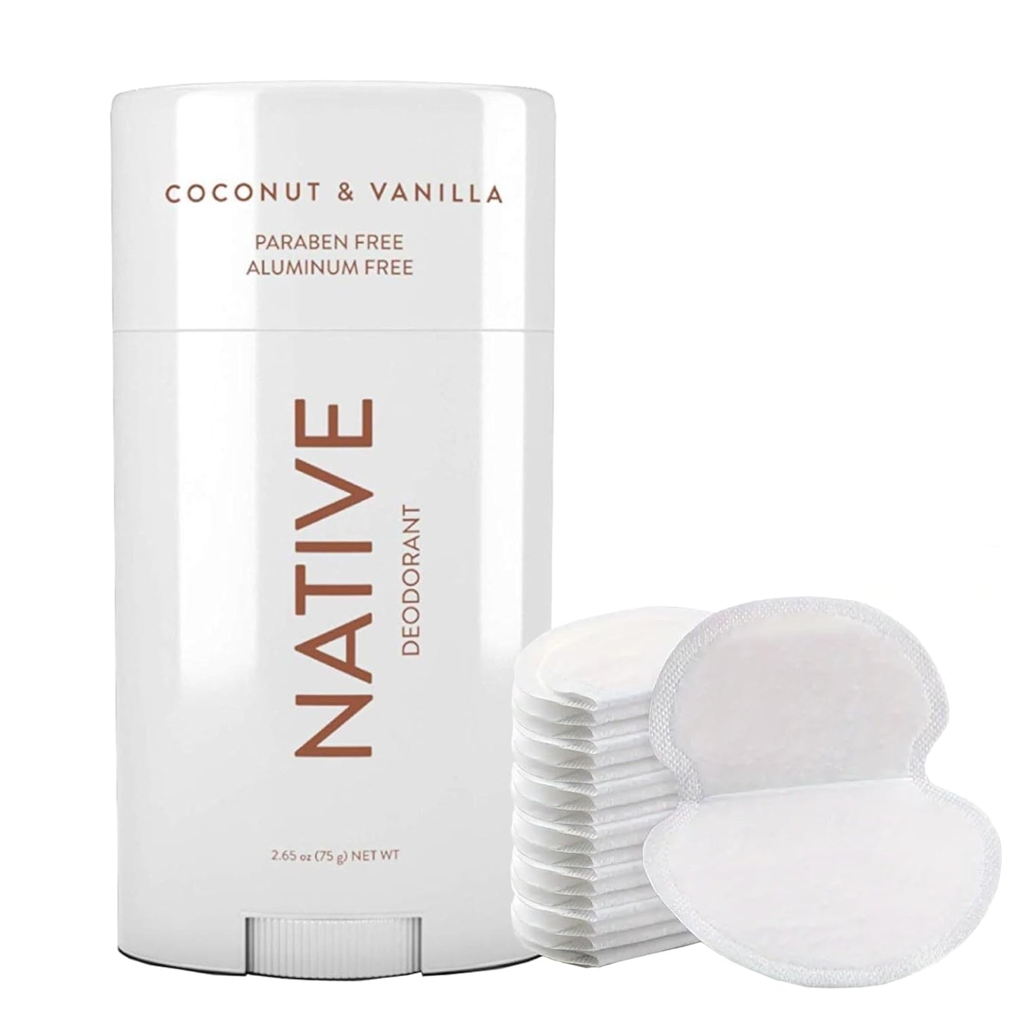 FII Native Coconut & Vanilla Whole Body Deodorant - 72-Hour Odor Protection, Aluminum-Free with Coconut Oil & Shea Butter, Bundle with Underarm Sweat Pads for Women and Men [20 PCS]