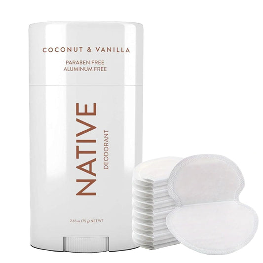 FII Native Coconut & Vanilla Whole Body Deodorant - 72-Hour Odor Protection, Aluminum-Free with Coconut Oil & Shea Butter, Bundle with Underarm Sweat Pads for Women and Men [20 PCS]