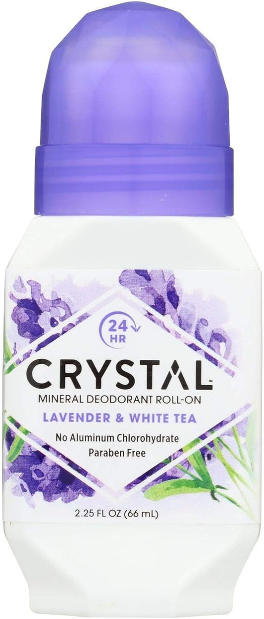 Crystal Mineral Deodorant Roll-On, Lavender & White Tea 2.25 oz (Pack of 2)