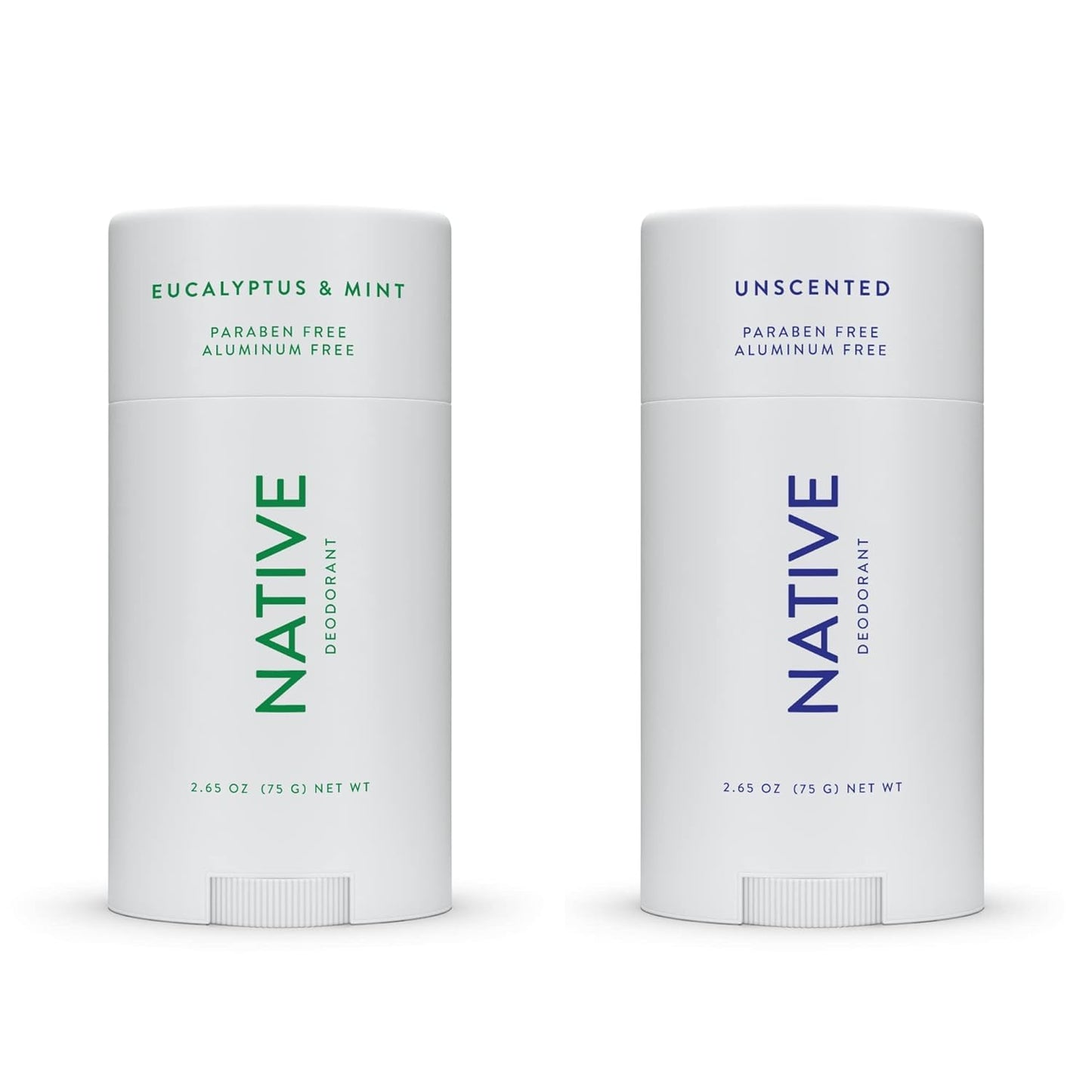 Native Deodorant | Natural Deodorant for Women and Men, Aluminum Free with Baking Soda, Probiotics, Coconut Oil and Shea Butter | Eucalyptus & Mint and Unscented - Variety Pack of 2