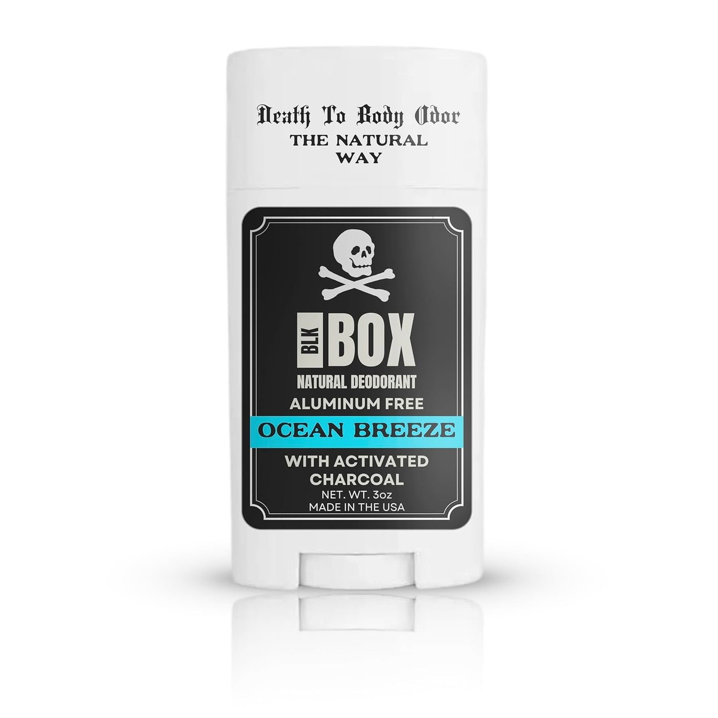 Black Box USA MADE 3oz Natural Aluminum-Free Deodorant for Men Sensitive Skin Essential Oils Organic Coconut Oil, Shea Butter & Activated Charcoal - Baking Soda & Paraben Free (Ocean Breeze)