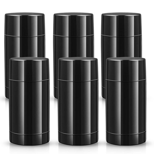 6 Pack 2.5 Oz /75ml Plastic Deodorant Containers,Empty Reusable Round Deodorant Tube Bottles Bottom Refilling & Twist Up Stick Deodorant for Lip balm,Lipstick,Homemade Solid Perfume,DIY Lotion Stick,BLACK