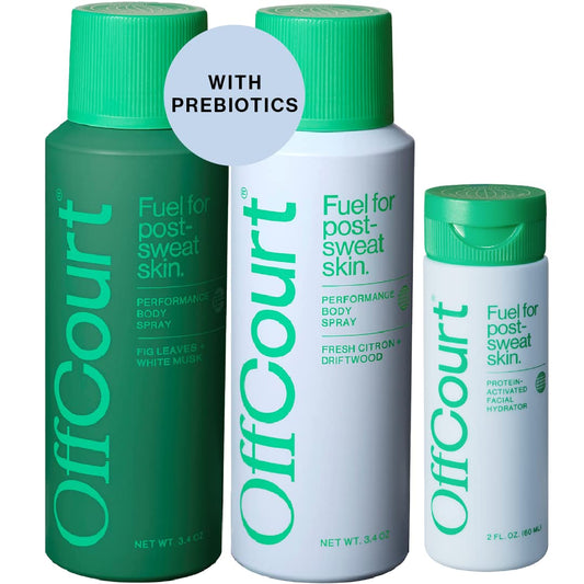 OffCourt Aluminum-Free Deodorant Body Spray - Multi-Scent Pack with Citrus and Fig Leaves and Facial Moisturizer for Men - Light, Non-Greasy, Oil-Free for Hydration and Firmness